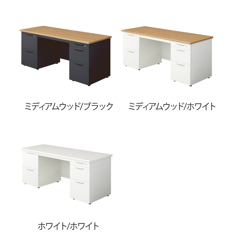 LEED リード 両袖机 (2段袖×D-3段袖) 幅1600×奥行600×高さ700mm LE-N166D-32 プラス(PLUS) プラス(PLUS) [2]