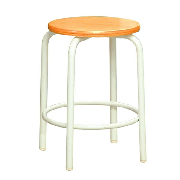 ラウンドスツール 内リング付 ホワイトフレーム 完成品 日本製