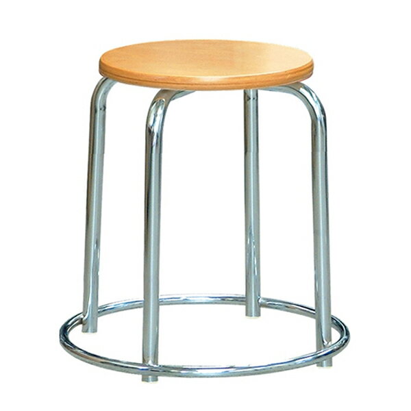 ラウンドスツール 底面外リング付 クロムメッキフレーム 完成品 日本製