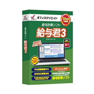 インボイス登録店 給与計算ソフト 給与君3 30日間体験版 パッケージ版 (CD-ROM) 令和5年分 年末調整対応 定額減税対応