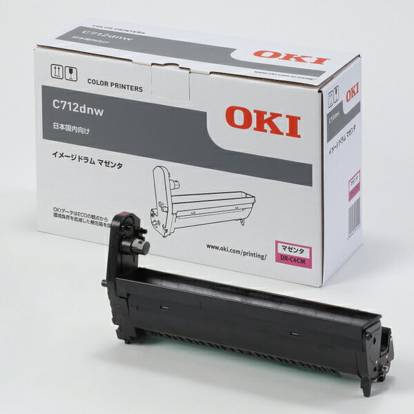 沖データ OKI　DR-C4CM　イメージドラム マゼンタ （magenta） &nbsp; &nbsp; &nbsp; &nbsp; C712dnw 約30,000枚（A4/5%印字率時） この商品のキーワード oki,沖,沖データ,DR-C4CM,赤,マゼンタ,M,magenta,新品,国内品,メーカー品,純正,純正品,ドラム,ドラムカートリッジ,イメージドラム,正規品