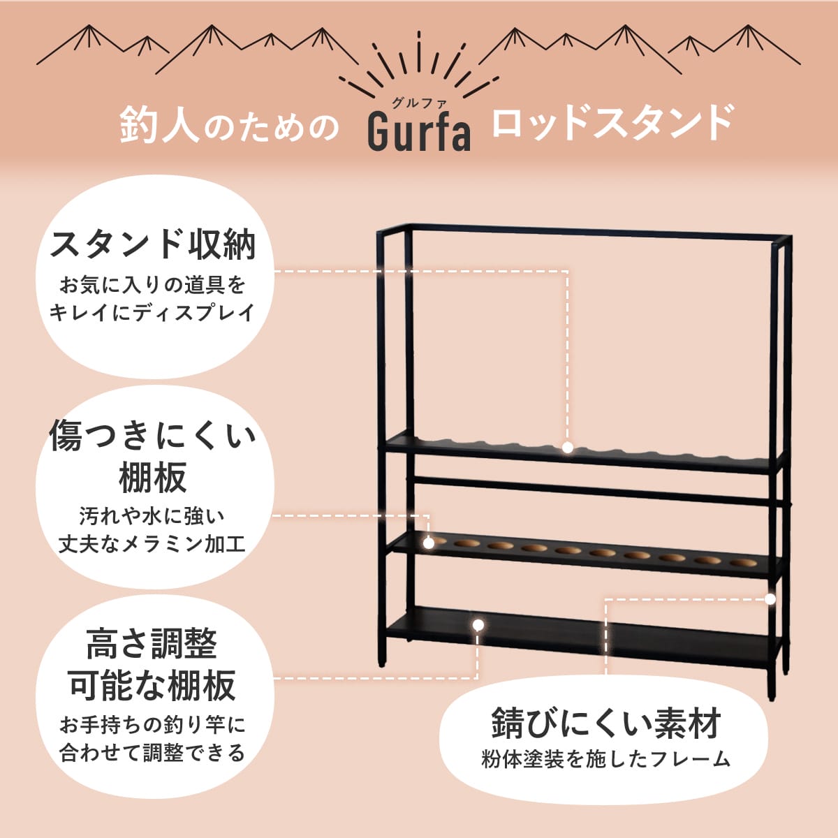 アングラー専用 釣り人 秘密基地 デスク&ラック&スタンドセット 3点セット デスク ラック スタンド 収納 大容量 釣り アングラー 収納デスク 収納付きデスク ルアー収納 リール収納 可動棚 作業 作業場 作業スペース 1人暮らし グルファ3点セット ドリス [2]