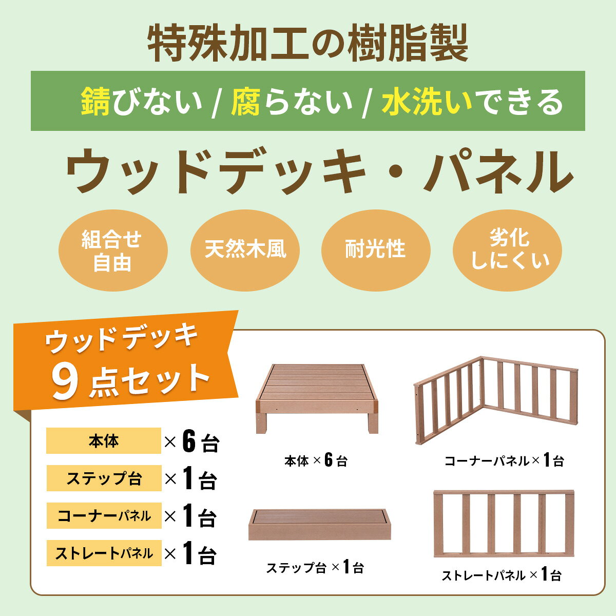ウッドデッキ 人工木 高耐久 1.5坪用 ベランダ バルコニー 庭 DIY キッド リフォー...