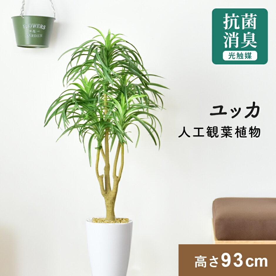 【クーポン20%off 1/15 00時〜26時】 人工観葉植物 お手入れ不要 完成品 かんたん設置 フェイクグリーン フェイクプラント 室内用 鉢付き 置くだけ 観葉植物 ユッカ 造花 光触媒 鉢 水やり不要 インテリア お祝い 誕生日 内祝い お返し モダン おしゃれ ユッカ ドリス