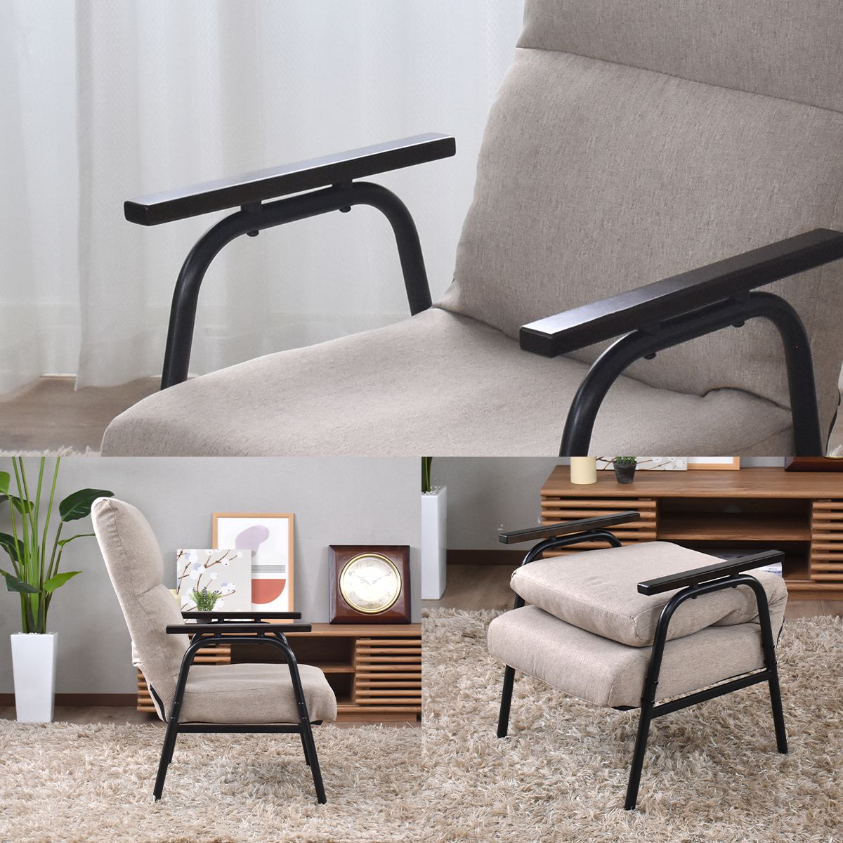 高座椅子 折りたたみ椅子 折りたたみイス チェア 椅子 ソファ いす おしゃれ ハイバック フロア 腰痛 1人 肘掛け 付き ロー 背もたれ クッション 姿勢 ファブリック 座椅子 座面高32cm 一人暮らし 和室 リラックス 敬老の日 プレゼント ゼイン ドリス office-doris-10007005 officedoris サンプル画像3