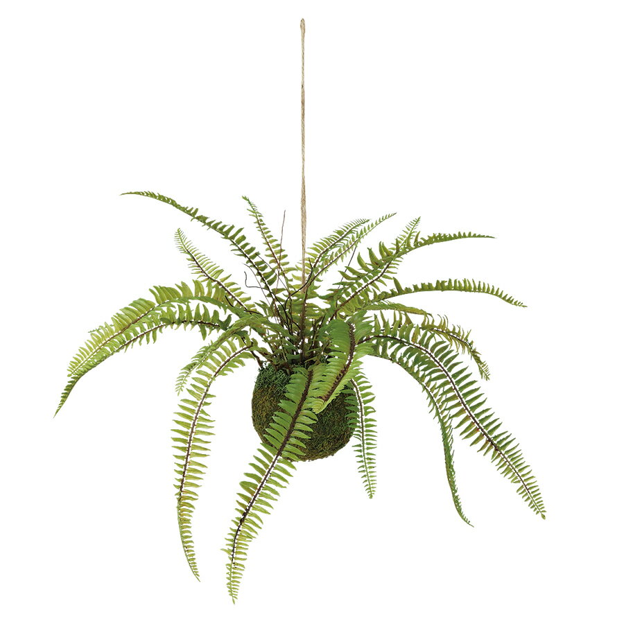 フェイクグリーン【 ソードファン モスボール 】幅40 × 奥行40 × 長さ25cm（長さ50cm）オフィスグリーン 観葉植物 フェイク 人工観葉植物 装飾 アレンジ おしゃれ 吊る 巻く 置く つける