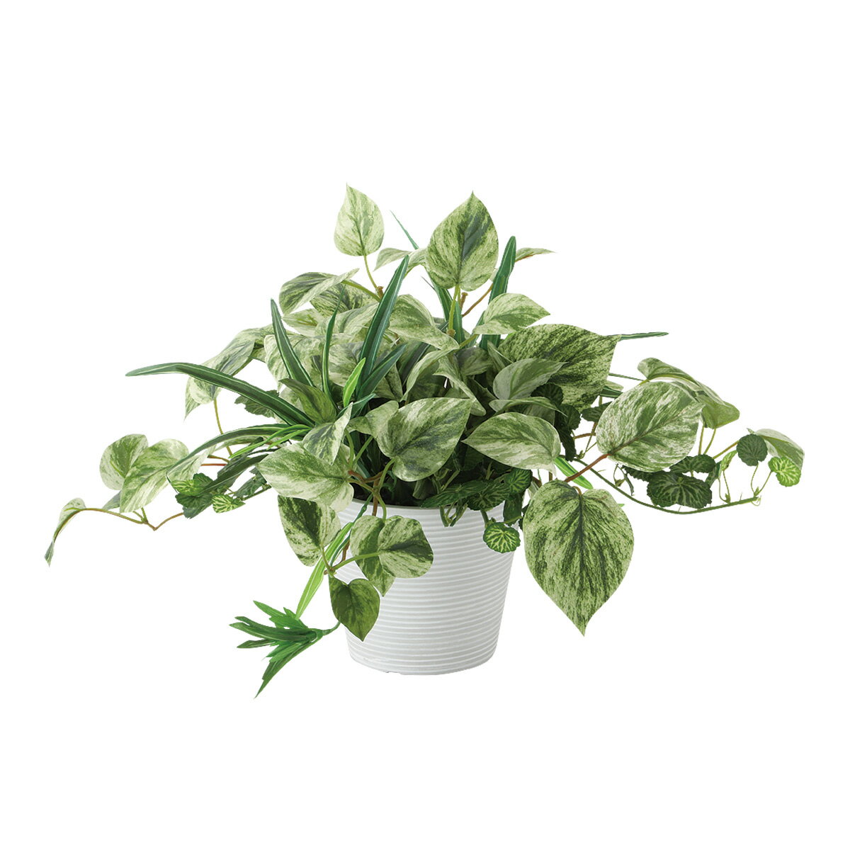 フェイクグリーン【 マーブルポトスMIX 】幅40 × 奥行40 × 高さ25cmオフィスグリーン 観葉植物 フェイク 人工観葉植物 卓上 開業祝い 開店祝い 移転祝い 新築祝い 贈り物 おしゃれ