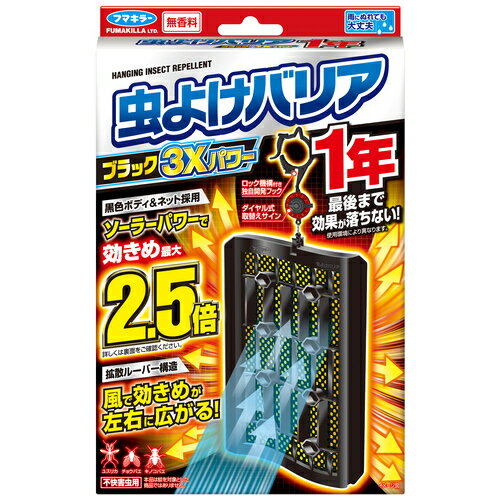 ソーラーパワーで効きめ最大2.5倍※！さらに風の力で効率的に薬剤を広げます。※直射日光吸収時。（日照なしとの比較）●本体寸法：幅150×奥43×高232mm●用途：ユスリカ、チョウバエ、キノコバエ●質量：160g●有効期間：1年●有効成分：トランスフルトリン（ピレスロイド系）●吊り下げ：吊り下げ可、フック有●種別：1年用●原産国：日本