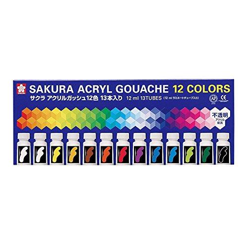 AGW13 サクラ アクリルガッシュ 12色 (白2本入り) サクラクレパス 4901881823251(60セット)