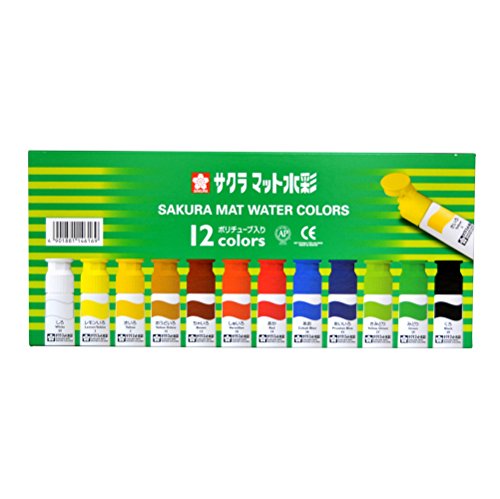 MW12PE サクラ マット水彩 ポリチューブ入り 12色 MW12PE(12色入) サクラクレパス 4901881146169(60セット)