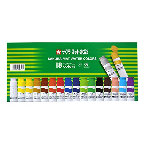 MW18PE サクラ マット水彩 ポリチューブ入り 18色 MW18PE(18色入) サクラクレパス 4901881146183(40セット)