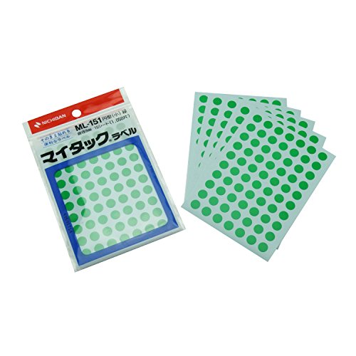 ニチバン マイタックラベル 円型(小) 15シート(1050片) 緑 ML-151 ニチバン 4987167001070（10セット）