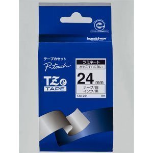 ブラザー工業 TZeテープ ラミネートテープ（白地/黒字） 24mm TZe-251（5セット）