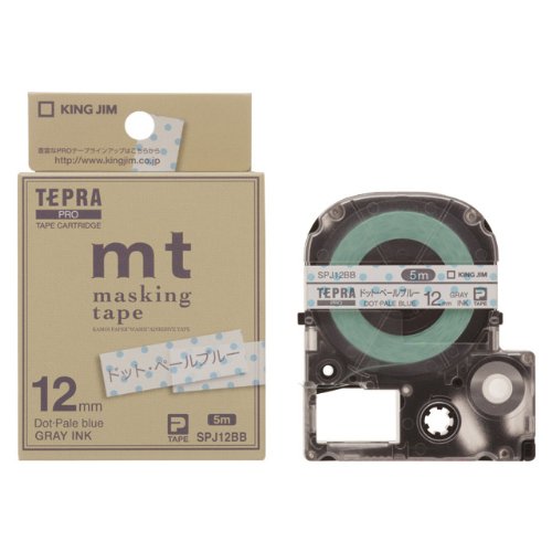テプラ PRO テープカートリッジ マスキングテープ「mt」 ドット・ペールブルーSPJ12BB キングジム 4971660766550
