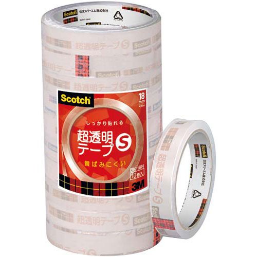 3M スコッチ 両用ディスペンサー ブルー 超透明テープS 18mm×35m 10巻