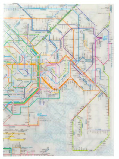 東京カートグラフィック 鉄道路線図クリアファイル 首都圏 日本語 RFSJ（170セット）クリアファイル首都圏の路線図をデザインしたクリアファイルです。A3二つ折り、書類がたくさん入るダブルポケットタイプです。路線が美しく見える半透明乳白色を採用。●サイズ：W225mm×H310mm（開いた状態：W450×H310mm） ●材質：PP●日本製Clear file It is the clear file which designed the route map of the metropolitan area. It is the double-pocket family type that A3 folio, a lot of documents belong under. A line adopts semitransparency milky-white to look beautiful. ●Size: W225mm X H310mm (an opened state: W450 X H310mm) ●Materials: PP ●Product made in Japan