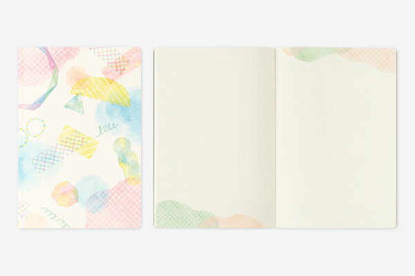 ミドリ_ノート（B6）　ゆるログ　水彩柄　1535600615356006ホワイト/4902805153560（5セット）