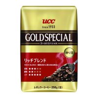 食品 ドリンク、水、お酒 コーヒー インスタントコーヒー たくさん飲んでも飲み飽きない味覚を追求したUCCの自信作。UCCゴールドスペシャル。●内容量：250g●タイプ：豆タイプ●種別：リッチブレンド●注意事項：豆を挽いてからお使いください。 本体重量kg：0.26　個装幅mm：95　個装奥行きmm：55　個装高さ：145　個装重量kg：0.26