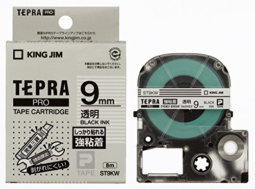 テプラ・プロ テープカートリッジ 強粘着透明ラベル 黒文字 9mm ST9KW キングジム 4971660756698 1