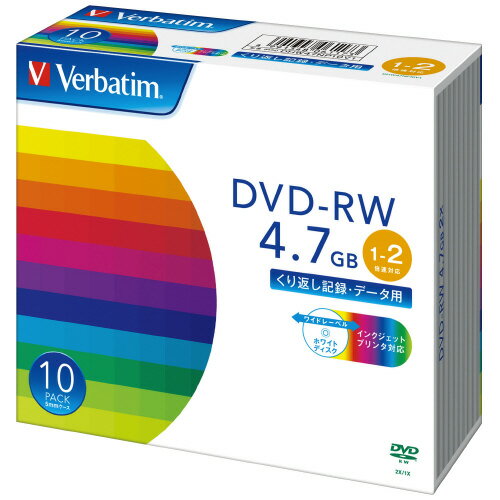 ●データ用DVD−RW●インクジェット対応●記録容量：4．7GB●レーベルカラー：ホワイト●入数：10枚●対応倍速：1〜2倍速●1枚毎5mm厚プラケース●DVD-RW ● ● record capacity for data for ink-jet: 4.7GB ● label color: White ● number containing: Ten pieces of ● correspondence double speed: As for every 1-2 double speed ● one piece, it is a 5mm thickness plastic caseHow to order in shopping cart