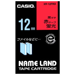 カシオ計算機 蛍光テープ XR-12FRD 赤に黒文字 12mm 4971850153399（5セット）