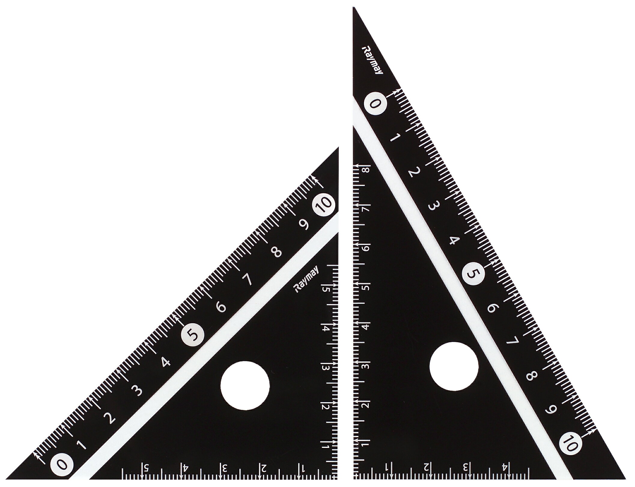レイメイ藤井 定規 見やすい白黒 三角定規 黒 10cm APJ251B特徴：ハイコントラストで視認性の良い定規です。商品仕様：◆ハイコントラスト◆大きな数字◆矢印付き目盛し◆はし0（ゼロ）目盛◆本体サイズ：45°・121×85×85×1．5mm、30°60°・139×121×70×1．5mm◆材質：アクリル製（メタクリル樹脂）◆規格サイズ：10cmFeatures: As high-contrast Visual is good visibility of the ruler. Product specifications: ◆ high-contrast ◆ large numbers ◆ scale with an arrow and ◆ however 0 (zero) scale ? dimensions: 45 ° 121 × 85 × 85 × 1. 5 mm, 30 ° 60 ° and 139 × 121 × 70 × 1. 5 mm ? Material: acrylic (PMMA) ? Standard size: 10 cmHow to order in shopping cart