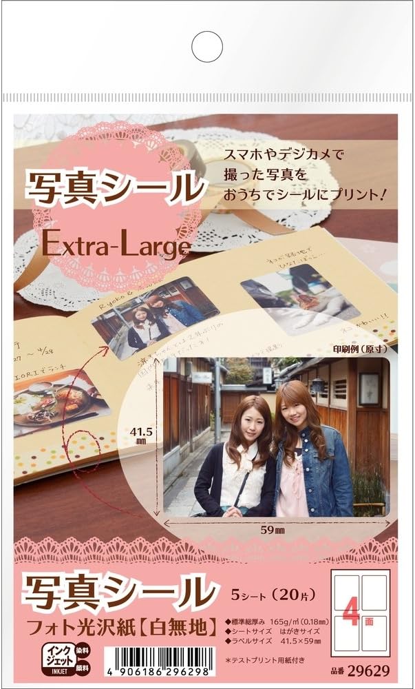 エーワン 写真シール フォト光沢紙 4面 5シート 29629(10セット)