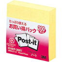 654RP-200Yキ スリーエム ポストイット通常粘着製品 ノート イエロー 75mm×75mm 100枚×2パッド 654RP-200Y ふせん 付箋 ポス...