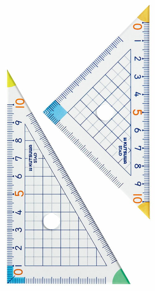 [ゆうパケット可/1個まで] 算数三角定規 10cm(2コ入) クツワ 4901478065361のサムネイル