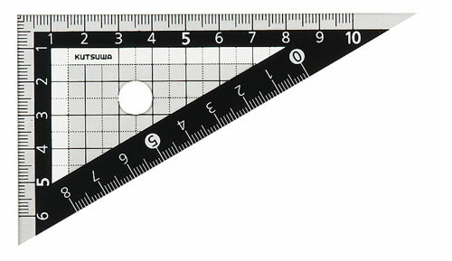 お得なセット販売はこちら特徴：定規裏面にスベリ止め加工を施し、線が引きやすい。商品仕様：◆直角三角定規：W120×H70×D1．5mm、メモリ寸法：10cm◆直角二等辺三角定規：W120×H60×D1．5mm、メモリ寸法：10cm◆裏面に滑り止め加工◆5mmごとに長さの違うメモリ◆名前シール付◆材質：メタクリル樹脂A characteristic: I give sliding stopping processing on the back of the ruler and am easy to draw a line. Product specifications: ◆A right angle triangle: W120 X H70 X D1 .5mm, memory dimensions: 10cm ◆ right angle second prize side triangle: W120 X H60 X D1 .5mm, memory dimensions: It is with memory ◆ name seal different in the length every slipper processing ◆ 5mm on the back of 10cm ◆ ◆Materials: Methacrylic resin