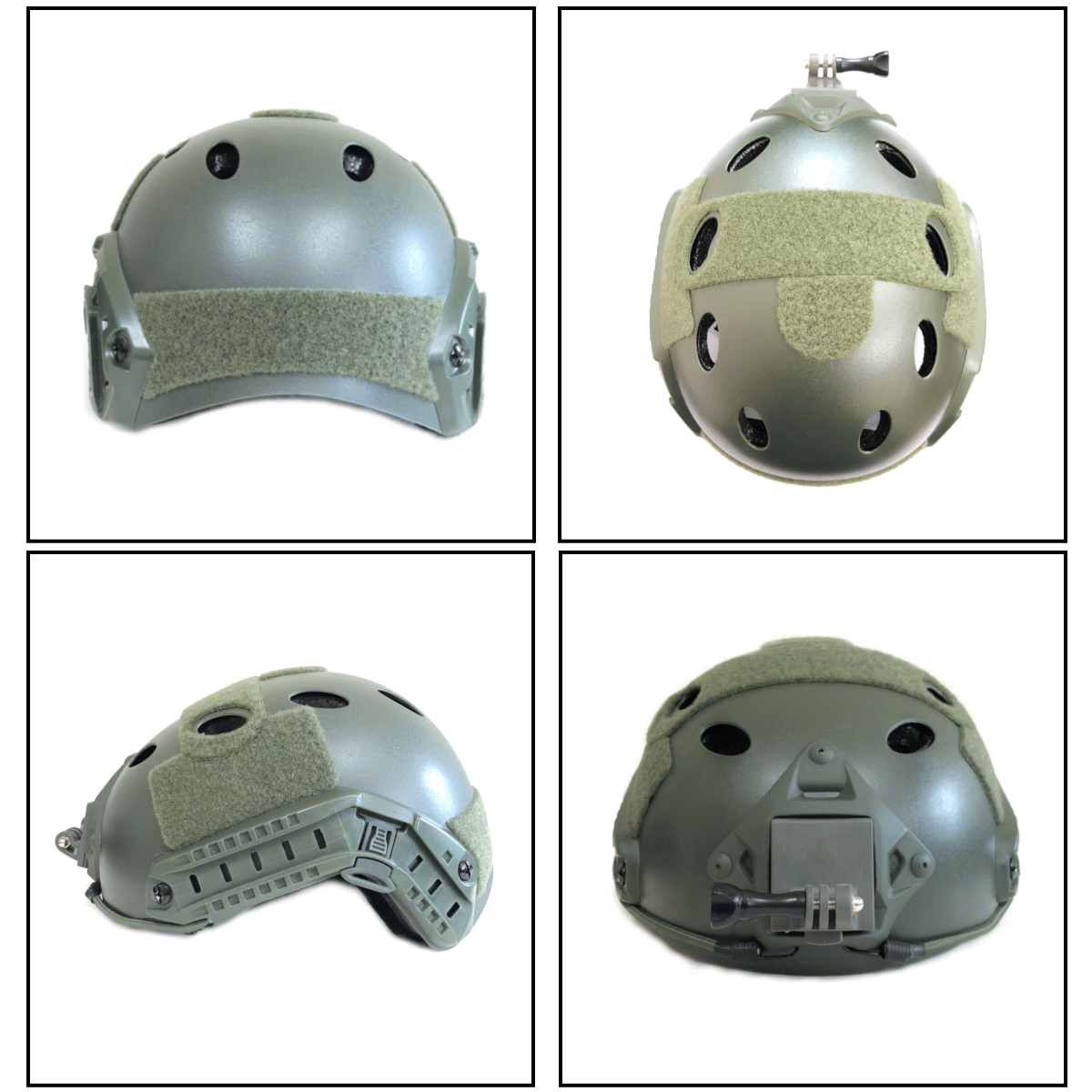 エアガン ガスガン 電動ガン ライフル コスプレ サバゲーに タクティカル ヘルメット ミリタリー ファスト Gopro カメラマウント付き タクティカルマウント ヘッドセット 特殊部隊 装着可 固定マウント ゴーグル フリーサイズ カーキ ライト ナイトビジョン サバイバル