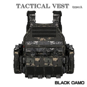 タクティカルベスト ミリタリー サバゲー ベスト 特殊部隊 サバイバルゲーム SWAT マグポーチ付き フリーサイズ 1000Dナイロン製 チェストリグ エアソフト スワット メンズ　ブラック 迷彩