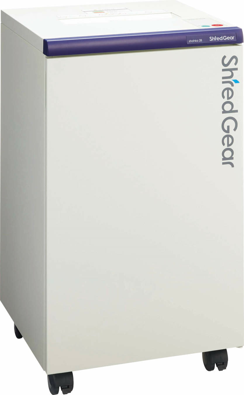 ライオン事務器 オフィスシュレッダー 電動シュレッダー shohka 28　1台 【 A3対応 フラットスクエアカット 】 【 最大裁断枚数 28枚 】 【 セキュリティレベル 4 　3×14mm 】 【 裁断可能 クリップ ホチキスの針 】 【 クズ収容量 76L 】 情報漏洩から守るシュレッドギア