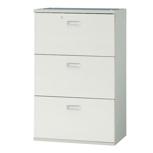 【 2024/03/18 AM　在庫僅少 】 プラス　ラテラル保管庫　JL storage　◆下置き 3段タイプ　◆鍵付き　◆棚板付き　◆アジャスター付き　◆引出しはダブルサスペンションレール仕様　◆W700×D400×H1100　◆ホワイト色　◆お客様組立商品　 ※別途、有料で組立可能