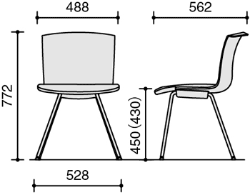 コクヨ ヘミング[Hemming] カフェチェアー Lシェル 4本脚 座パッドなし 1脚 選べるカラー全5色 W488×D562×H772mm 人間工学設計 インクルーシブデザイン グリーン購入法適合製品 [3]
