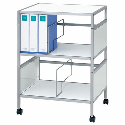 プラス　ファイルワゴン　2段タイプ　DW-1　1台　◆キャスター付き 内ストッパー2個付き　◆可動式ブックエンド 2本付き　◆ほぼ完成品