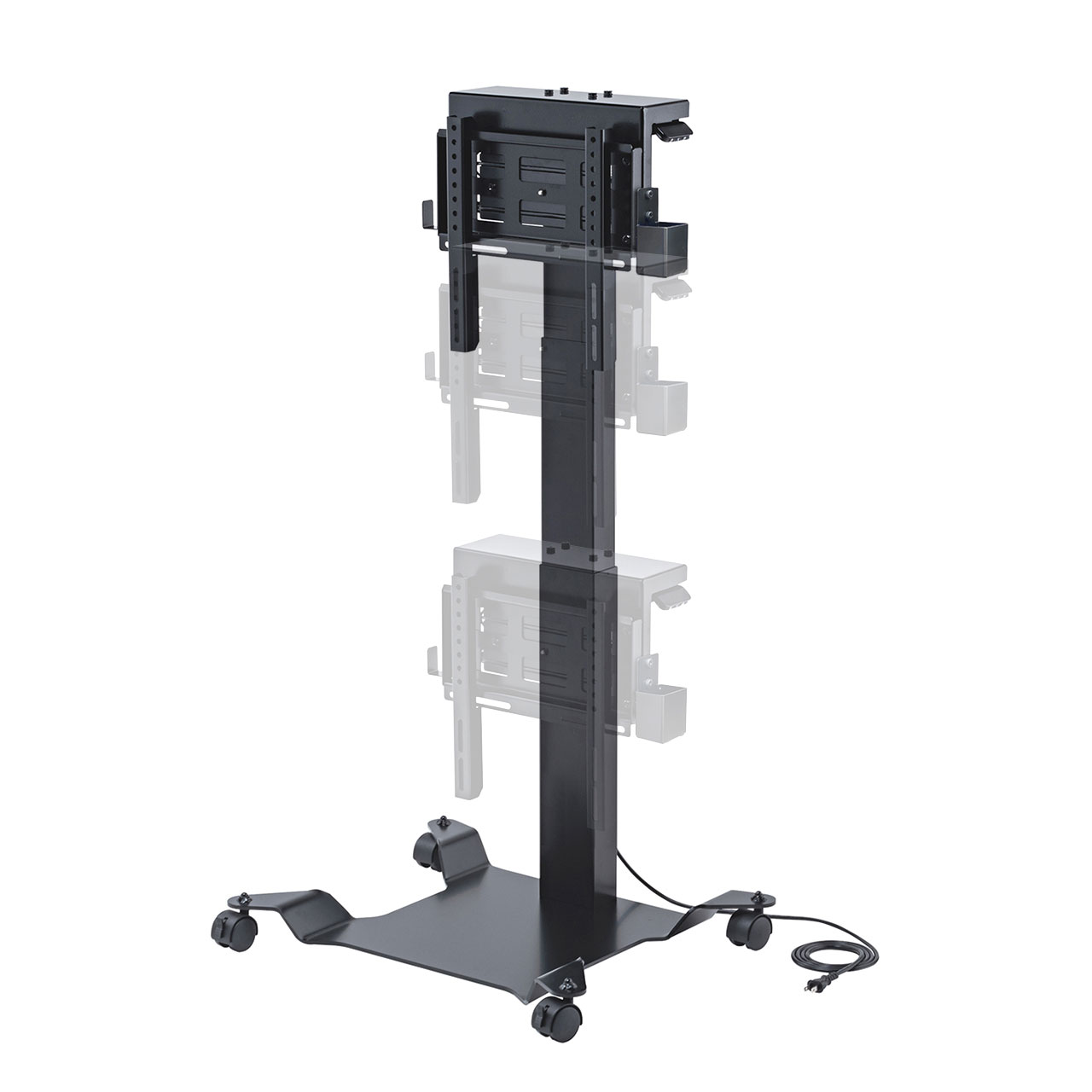 【 PSE適合品 】 サンワサプライ　電動上下昇降テレビスタンド　ブラック色　 CR-PL41BK　1台　◆キャスター付き　◆32～40型対応　◆VESA取り付け100×100～200×200mm 対応　◆挟み込み防止機能を搭載　◆お客様組立商品