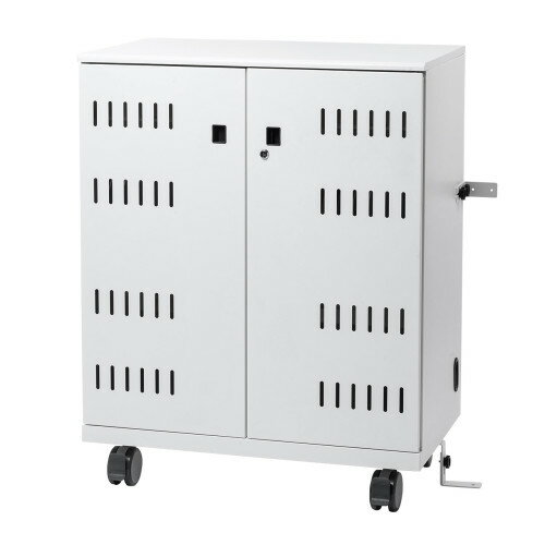【 車上渡し 】 サンワサプライ　タブレット収納保管庫　CAI-CAB108　 1台　◆キャスター付き　◆アジャスター付き　 ◆鍵付き　◆W600×D550×H993.5（キャスター取付け時）mm　 ◆ホワイト色　 ◆ほぼ完成品　一部、お客様取付