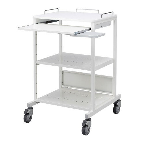 サンワサプライ　移動式機器設置カート　ホワイト色　RAC-FA5　1台　◆立ち作業に最適なハイスタンドラ..