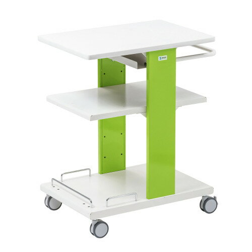 サンワサプライ　プロジェクターカート　PR-9N　1台　◆ハンドルと強度の高いキャスターを装備　◆中棚は5段階の高さ調節可能　◆中棚にセキュリティ用ワイヤー取付口付き　◆下棚に落下防止ガード付き　◆ノックダウンお客様組立式