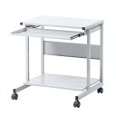 サンワサプライ パソコンデスク RAC-EC75 1台 ◆ W650×D605×H700mm ◆大型キャスター付き ◆キーボードスライダー付き ◆可動式 下棚 ◆ライトグレー色 ◆ノックダウン組立式(3)