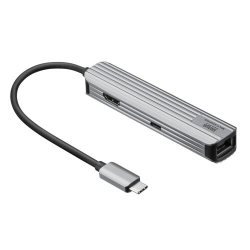 【 2024/01/29 AM　在庫潤沢 】 サンワサプライ　USB Type-Cマルチ変換アダプタ　HDMI＋LAN付 ・ ケーブル15cm 　USB-3TCHLP7S　1台分　◆USB 5Gbps　◆Windows　◆macOS　◆Chrome　◆iPadOS　◆USB Type-C対応　◆4K60Hz　◆PD100W　◆セルフパワー・バスパワー両対応