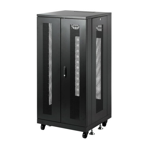 サンワサプライ　19インチラック　メッシュパネル仕様 （ 24U ）　1台 　◆大型キャスター付き　◆アジャスター付き　◆鍵付き　◆ケーブル口付き　◆19インチマウント対応　◆RoHS 10　◆RoHS 6　◆アクリル窓付き　◆W600×D600×H1300mm 　◆お客様組立商品