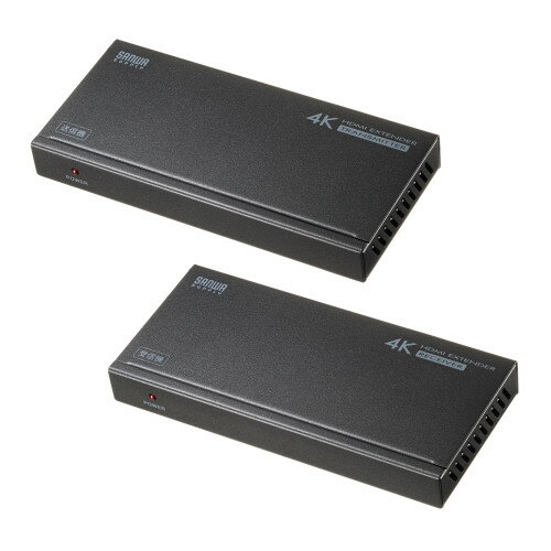 サンワサプライ　HDMIエクステンダー　( 4K対応・120m延長 ）　VGA-EXHDPOC　1台　◆4K60Hz　◆RoHS 6　◆簡単設置　◆LANケーブネ1本で長距離延期　◆音声対応　◆受信機側にはACアダプタ接続が必要なし　◆ソフトウエア不要　◆病院や工場などに