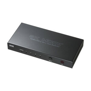 サンワサプライ 8K対応HDMI切替器 ( 4入力1出力・Type-C入力対応・リモコン付き ) SW-HDR8K41RC 1台 ◆8K/60Hz、4K/120Hzの超高解像度・高リフレッシュレートに対応し、HDMI機器3台+Type-C出力機器1台を切り替えてHDMI出力できる4入力・1出力のリモコン付きHDMI切替器