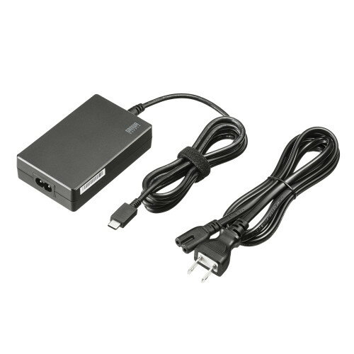 【 PSE適合品 】 サンワサプライ　USB PD対応AC充電器　( PD最大100W・Type-Cケーブル一体型 )　ACA-PD94BK　1台　◆Type-C　◆ドッキングステーションに最適　◆ノートパソコン・タブレット・スマートフォンなど急速充電　◆出力自動切替　◆コンパクト設計