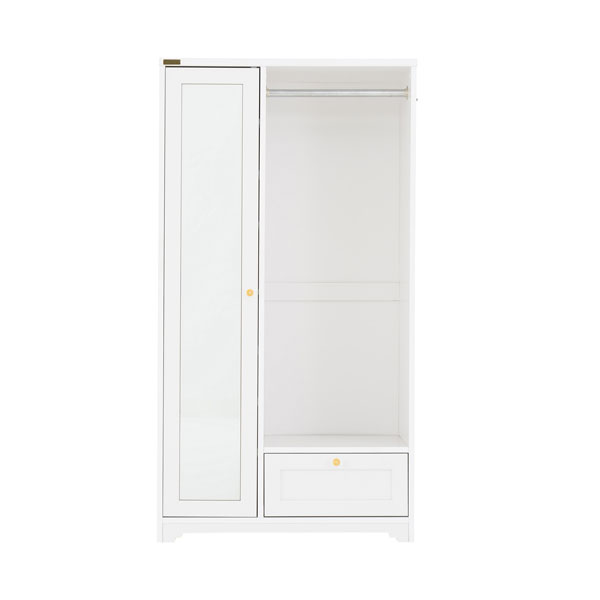 【夏セール!!】【メーカー在庫僅少】4FUL ANRI(アンリ) ハンガーラック(ミラー付き・80cm幅) AN150-80H-WH ホワイト W800×D400×H1500mm 移動棚:6枚付 お客様組立 [3]
