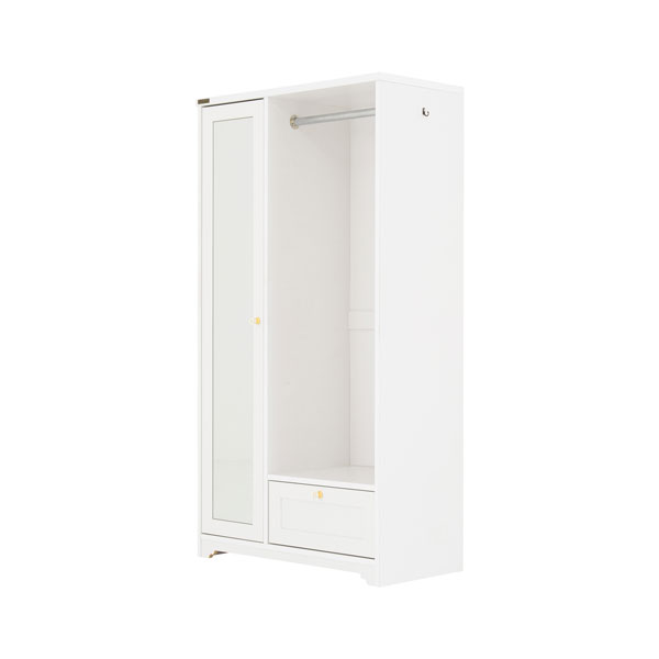 【夏セール!!】【メーカー在庫僅少】4FUL ANRI(アンリ) ハンガーラック(ミラー付き・80cm幅) AN150-80H-WH ホワイト W800×D400×H1500mm 移動棚:6枚付 お客様組立 [2]