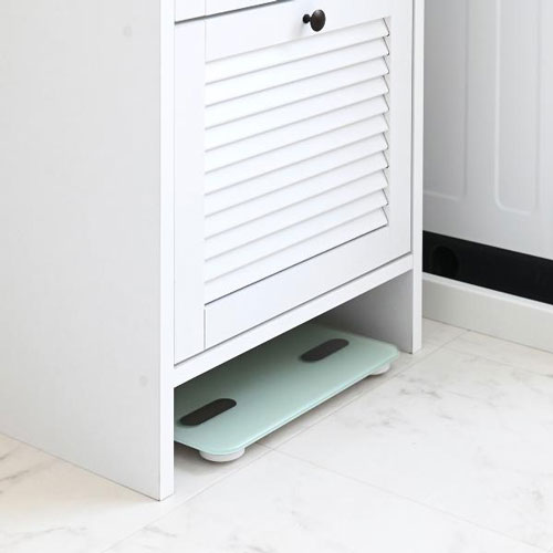 4FUL HT(エッチティー) ルーバーマルチボックス(幅42cm) HT90-40-WH W420×D280×H886mm ホワイト コンパクト設計 斜め開き仕様 天板PVC加工 脚下の空間に体重計収 お客様組立 [2]