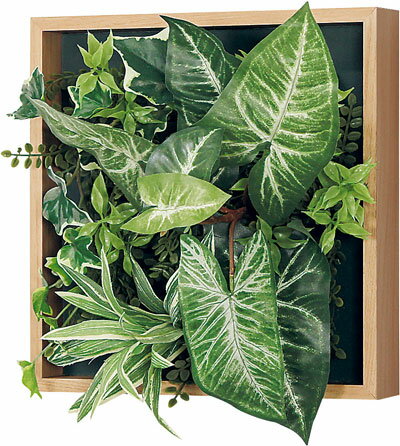 【法人様配送限定】ベルク マグネットグリーン 木目ボックス GR1251 外寸法：W300×H300×D150mm マグネットで簡単取付 防滑処理した強力マグネットシートを使用 フェイクグリーン 造花 人口植栽【受注生産】